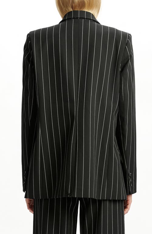 Bardot Sloane Oversize Pinstripe Double Breasted Blazer In Black