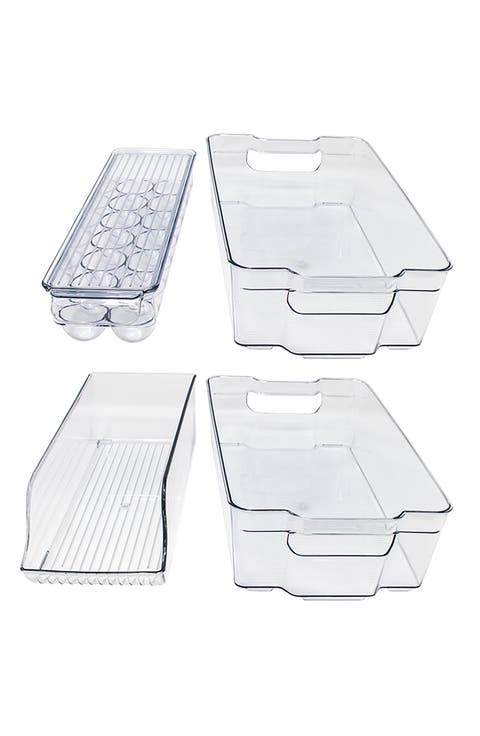 Set of 4 Clear Organizer Fridge Bins