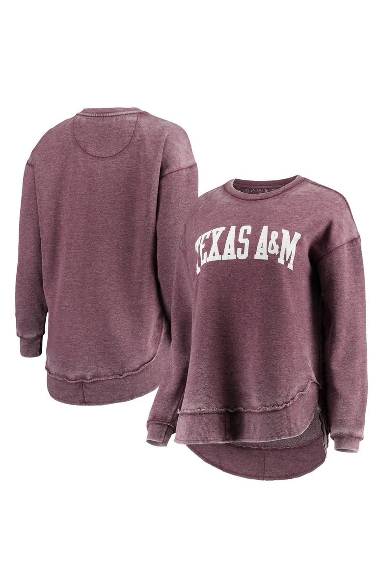 PRESSBOX Women's Pressbox Maroon Texas A&M Aggies Vintage Wash Pullover Sweatshirt, Main, color,