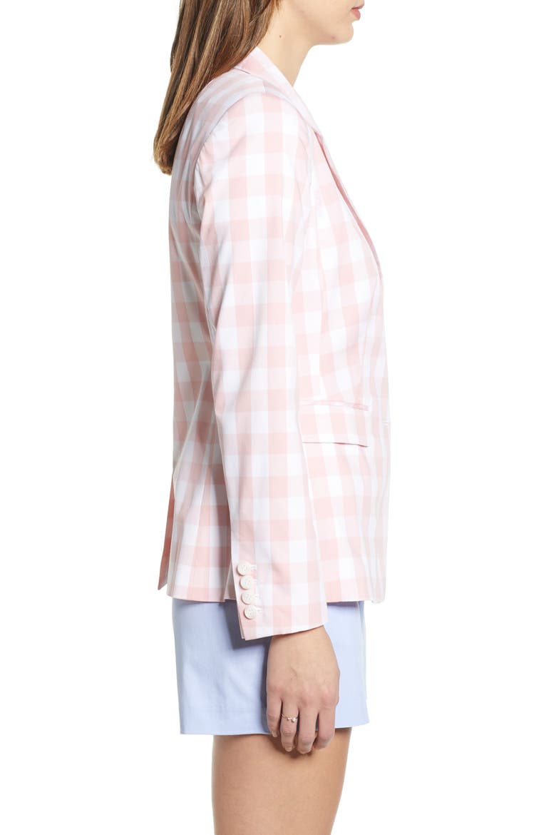 Print Poplin Blazer, Alternate, color, PINK- WHITE LARGE GINGHAM