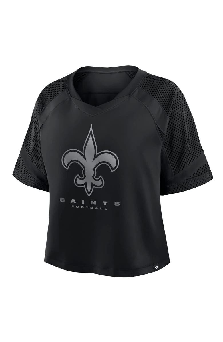 FANATICS Women's Fanatics New Orleans Saints Oversized Raglan V-Neck Blackout Fashion Jersey, Alternate, color, Black