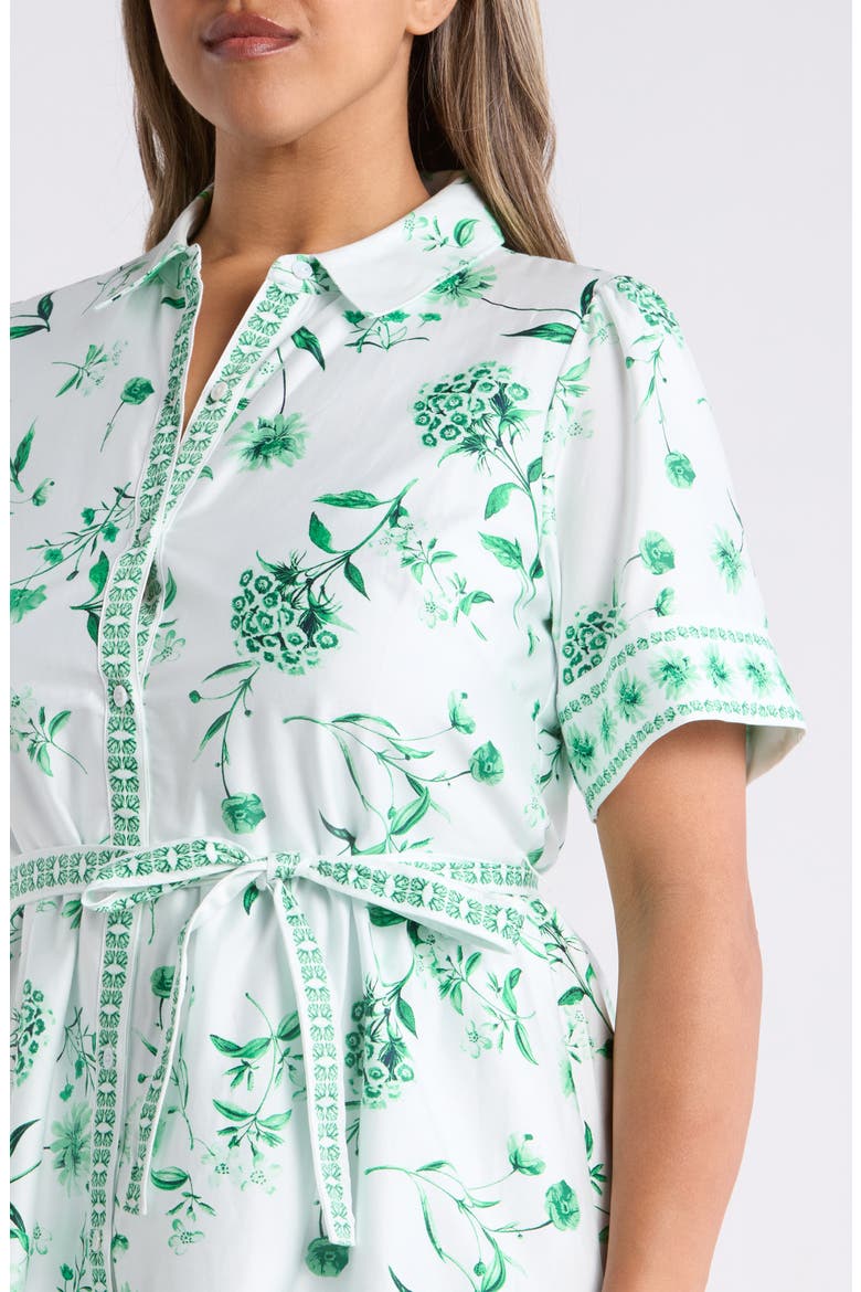Floral Stretch Cotton Shirtdress, Alternate, color, VIBRANT KELLY