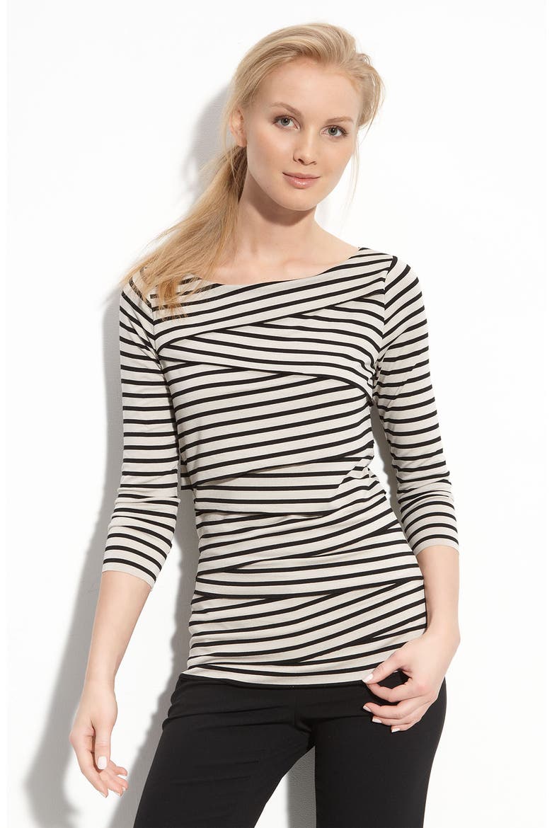 Tiered Stripe Jersey Top, Main, color, RICH BLACK