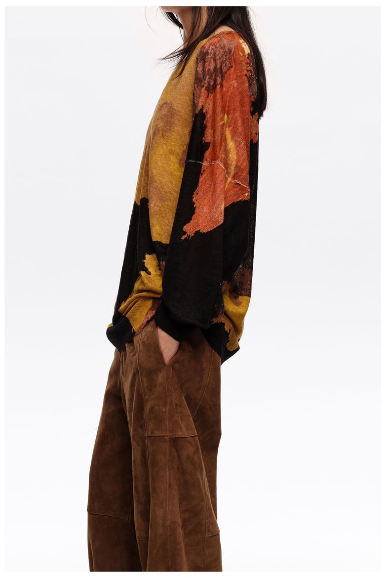 Long Straight-Fit Linen Sweater, Alternate, color, BLOT XL BLACK