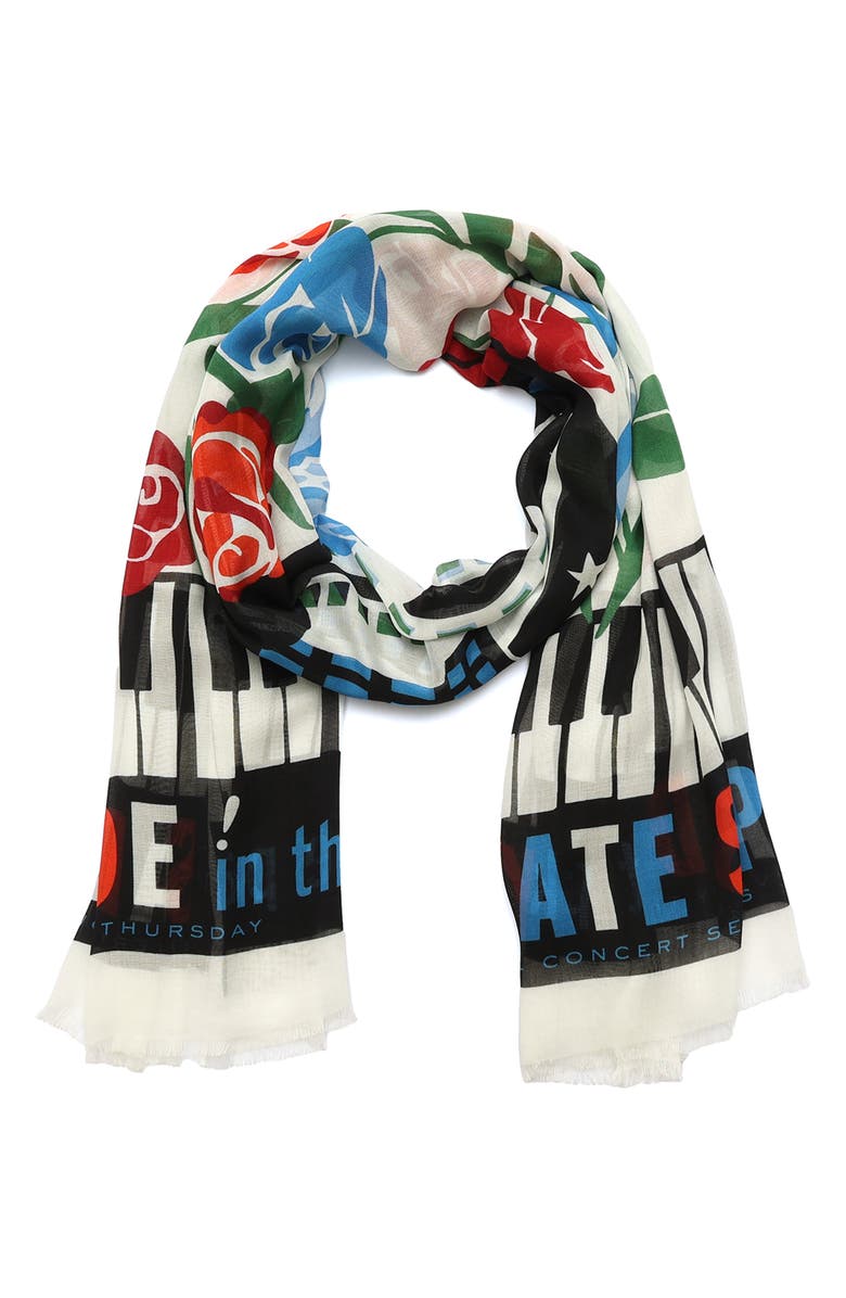 Kate Spade New York central park jazz night oblong scarf, Main, color, White Multi