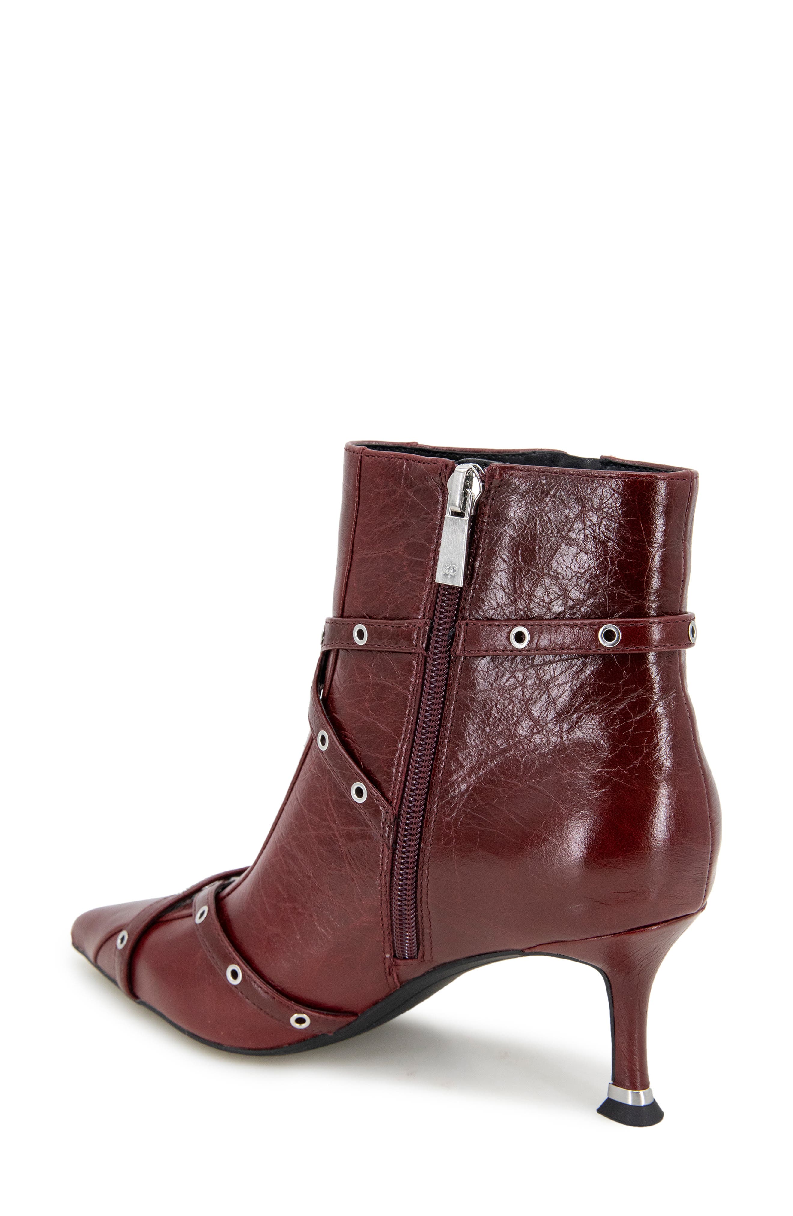 Kenneth Cole Umi Pointed Toe Moto Bootie, Alternate, color, Rio Red Leather