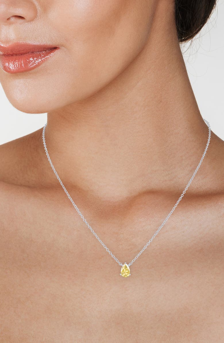 CZ by Kenneth Jay Lane Pear Cut Yellow Cubic Zirconia Pendant Necklace, Alternate, color, Yellow/ Silver
