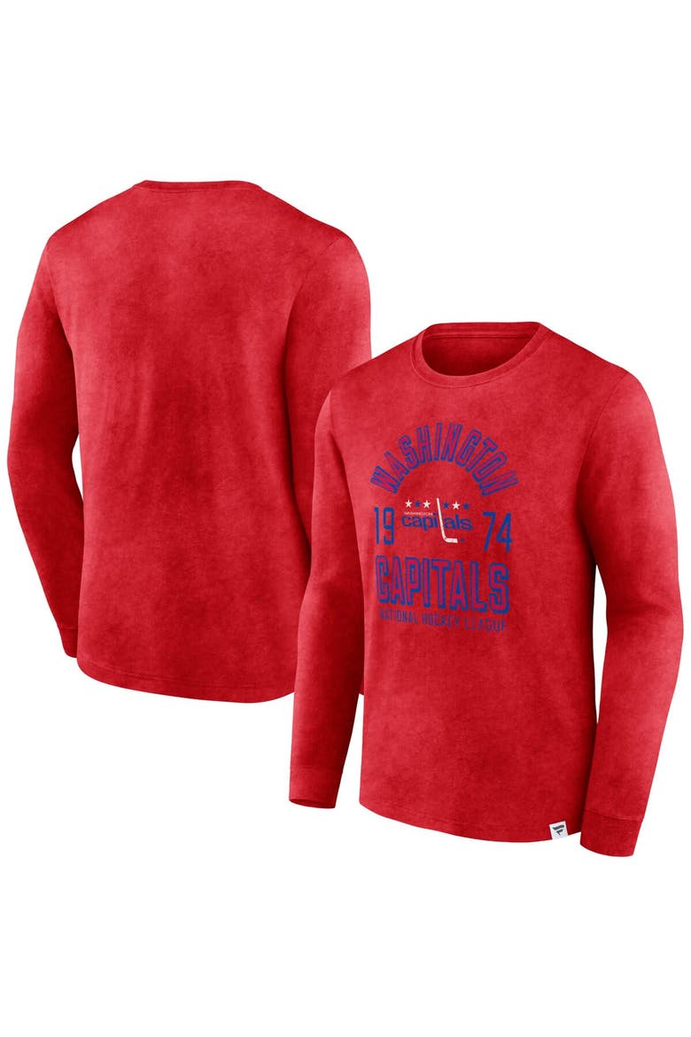 Men's Fanatics Branded Heather Red Washington Capitals Keep The Zone Long Sleeve T-Shirt, Main, color, Heather Red