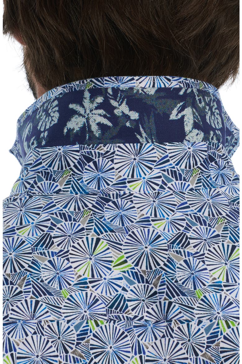 Ballard Floral Short Sleeve Button-Up Shirt, Alternate, color, BLUE