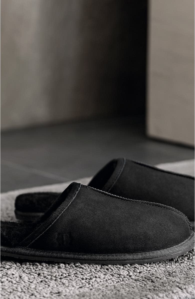 Togas Edmund Mens sheepskin slippers, Alternate, color, Black