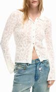 Desigual Floral Jacquard Sheer Button-Up Shirt
