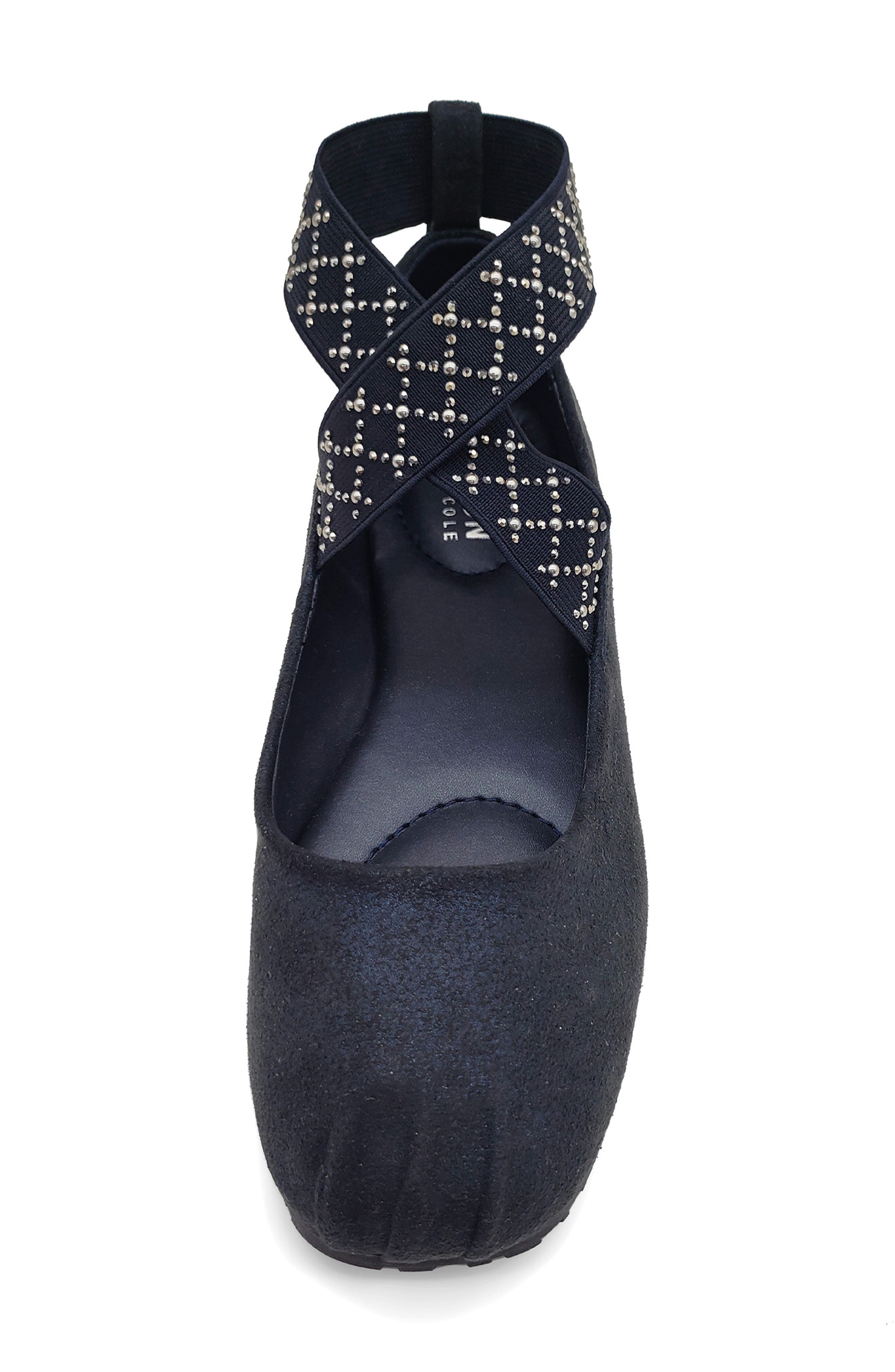 Elizabeth Elastic Strap Ballet Flat, Alternate, color, MIDNIGHT MICRO