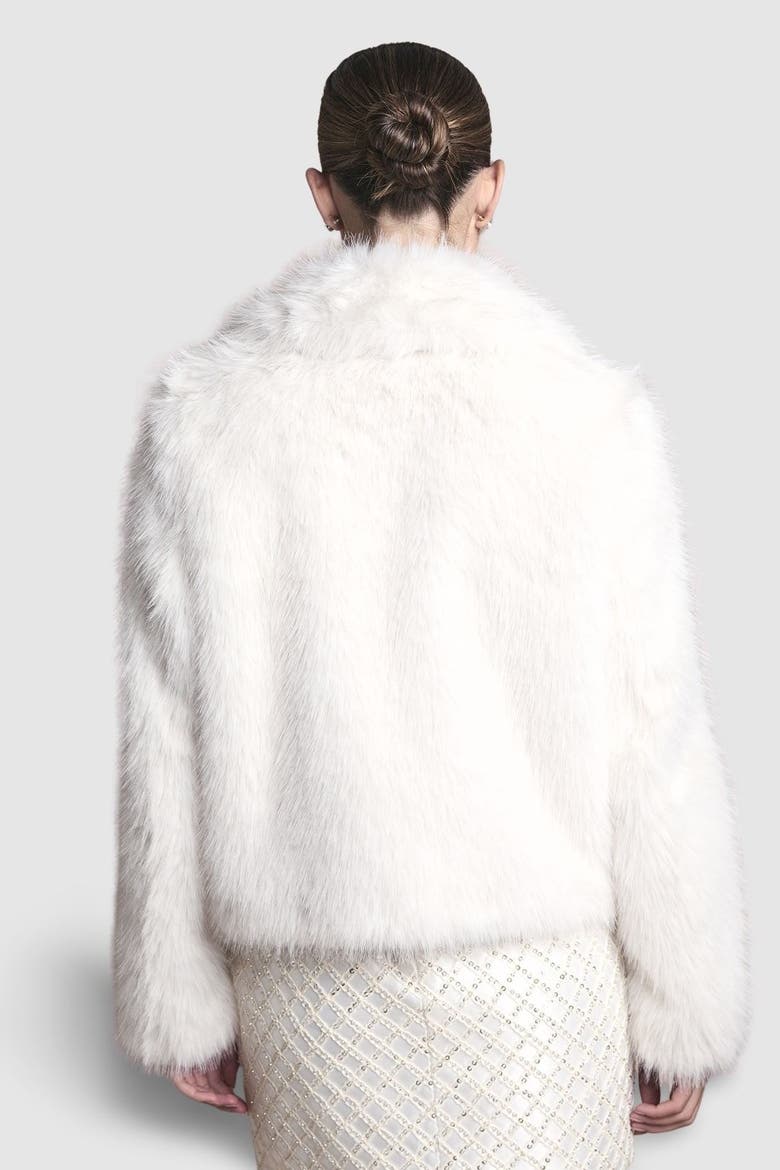 Occasion Short Faux Fur Coat, Alternate, color, Ivory