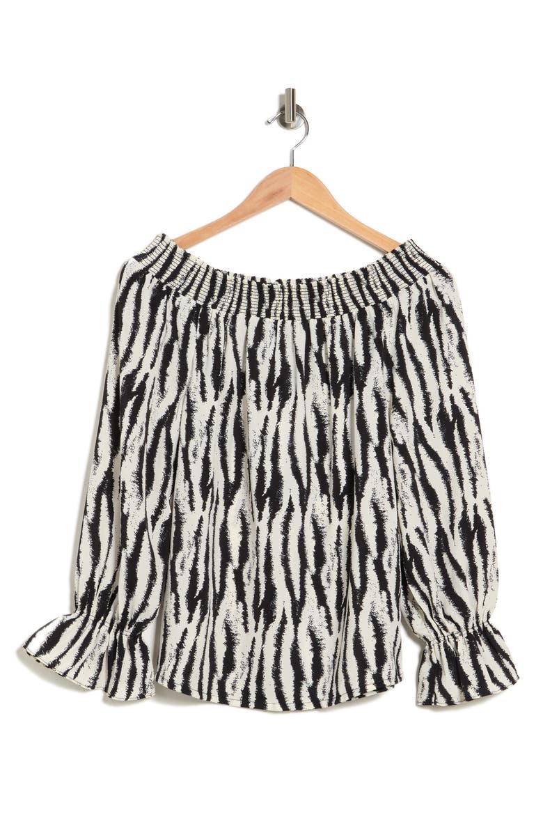 PATRIZIA LUCA Off-the-Shoulder Top, Alternate, color, Wht/Blk