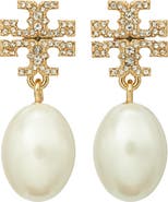 Tory Burch Moondance Pearl and Pavé Drop Earrings