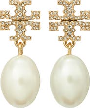 Tory Burch Moondance Pearl and Pavé Drop Earrings