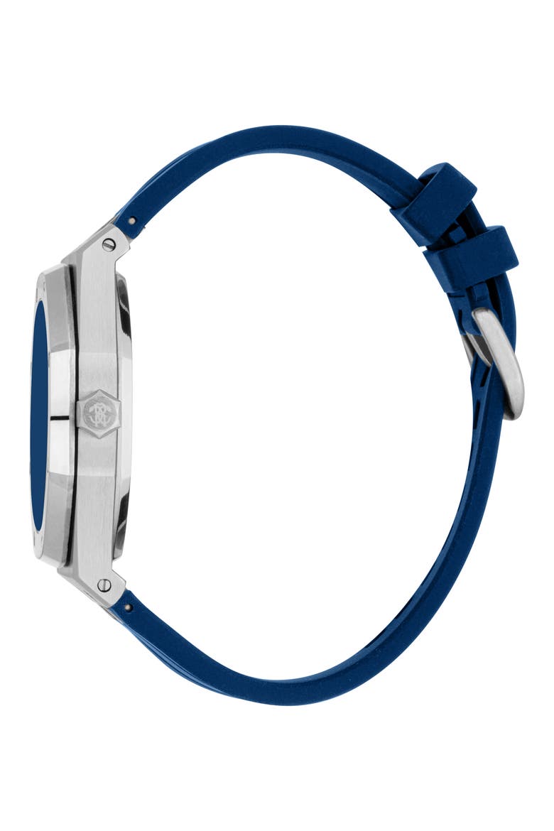 Impero Octagonal Quartz Rubber Strap Watch, 42mm x 53mm, Alternate, color, DARK BLUE