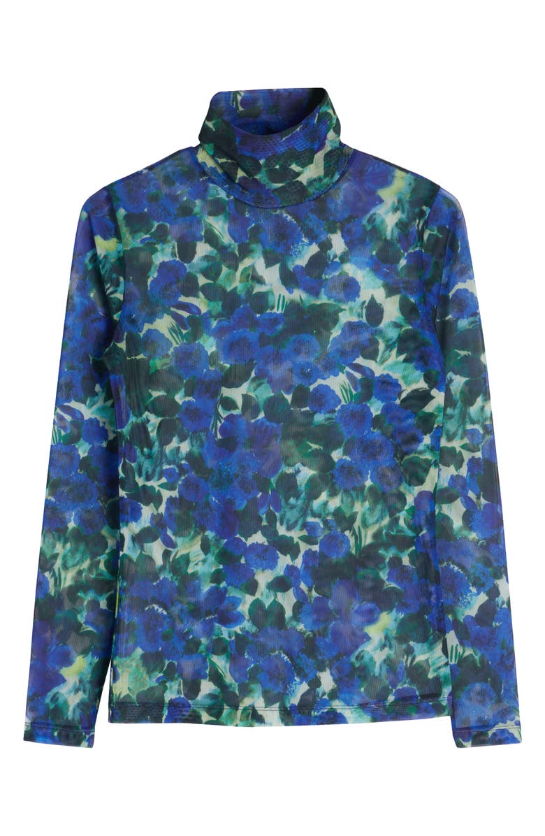 Dries Van Noten Heyser Floral Print Mesh Turtleneck, Alternate, color, 