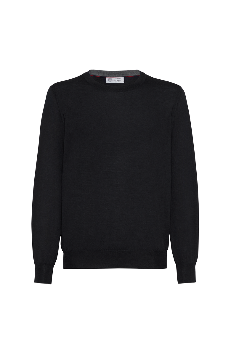 Brunello Cucinelli Lightweight sweater with patches, Main, color, Black