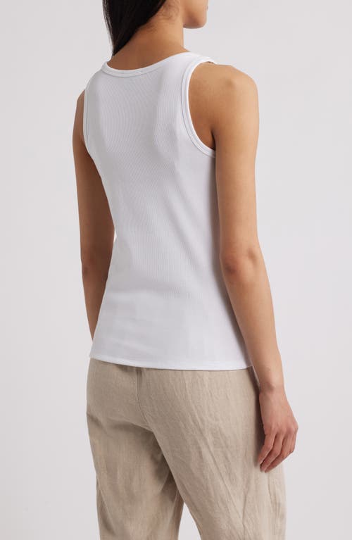 Eileen Fisher Scoop Neck Stretch Organic Cotton Tank In White