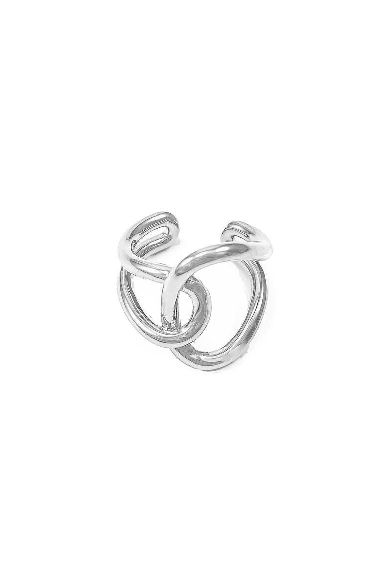 14k Gold Plated Breena Ring Dainty Textured Minimalist Trendy, Main, color, Silver