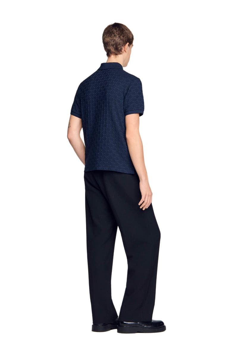 SANDRO Square Cross jacquard polo shirt, Alternate, color, Midnight Blue