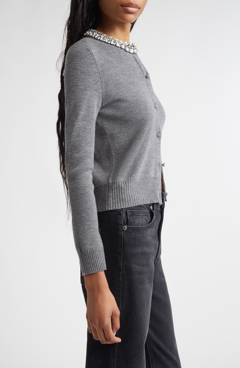 Veronica Beard Daro Embellished Collar Cardigan, Alternate, color, Dark Heather Grey