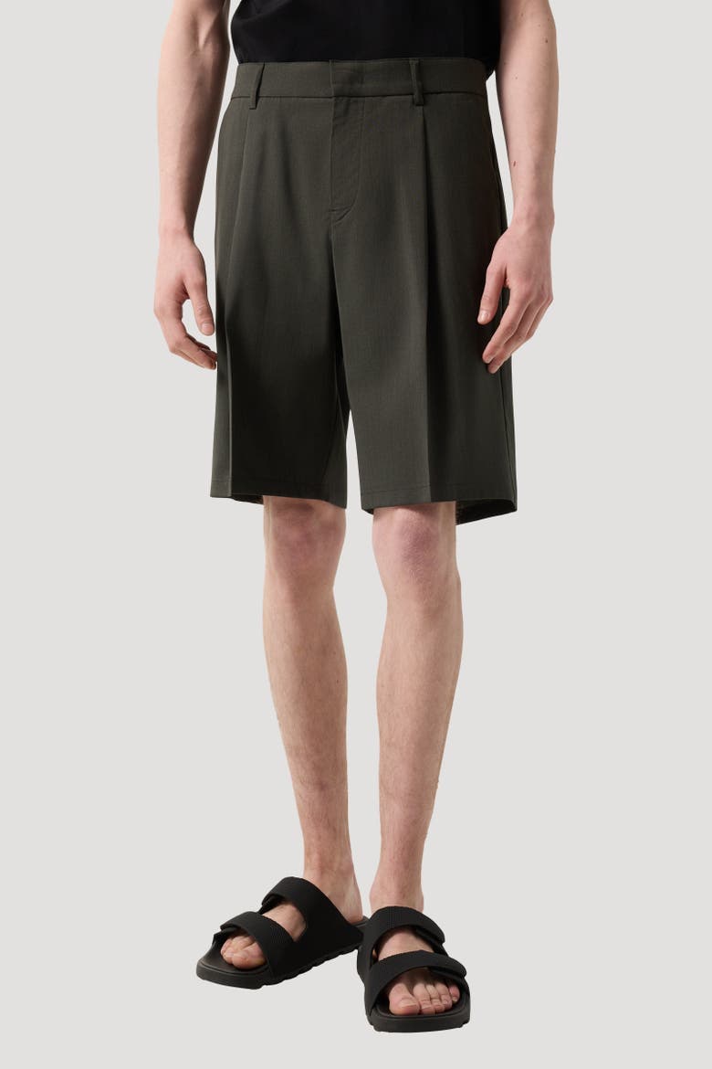 Johny Pleated Shorts, Alternate, color, Olive green