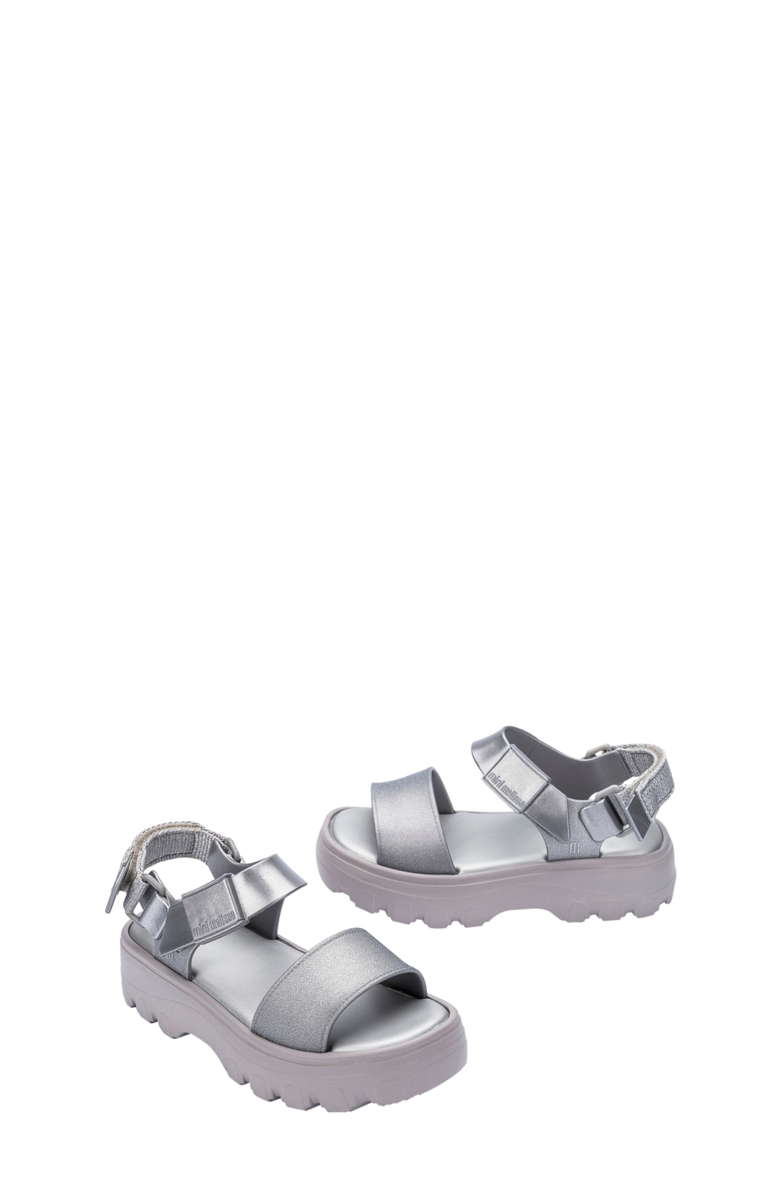 Mini Melissa Kids' Kick Off Platform Sandal, Alternate, color, Silver