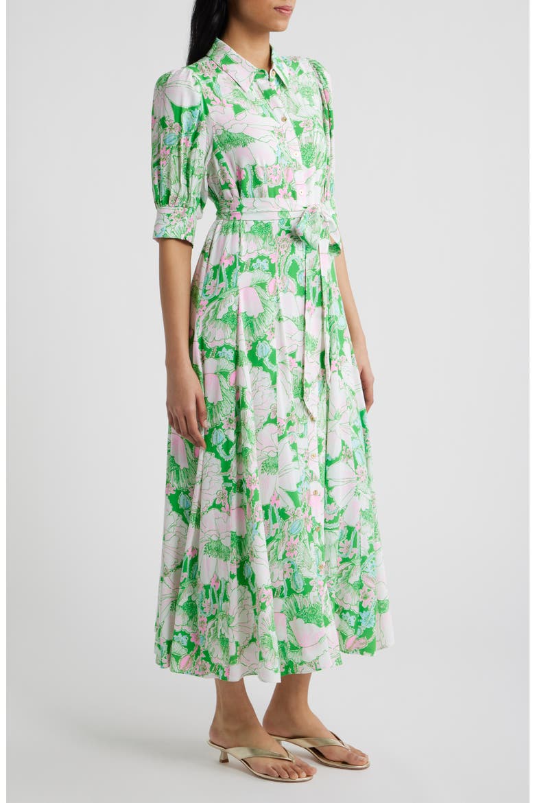Larkyn Midi Shirtdress, Alternate, color, PUTTING GREEN POPPY LAND