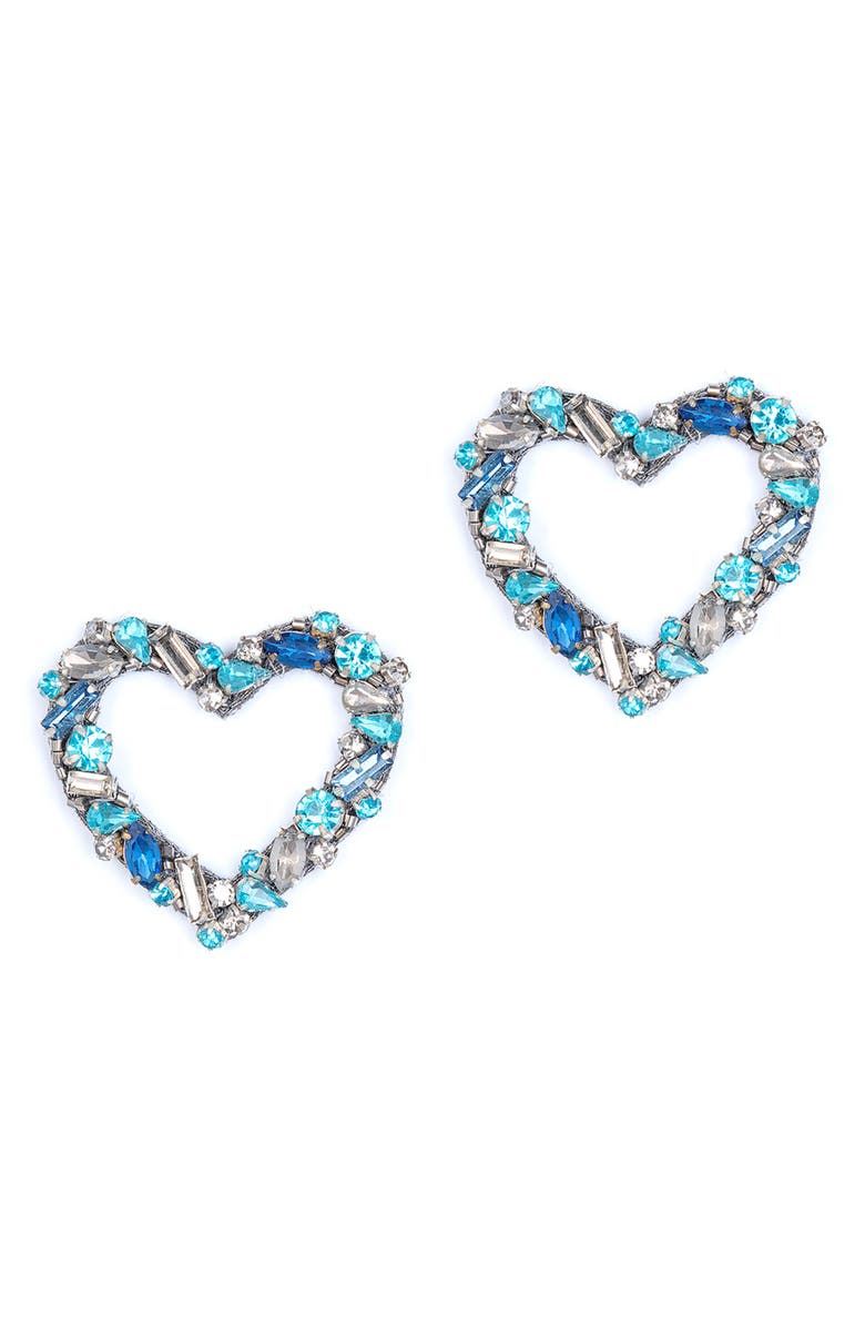 Deepa Gurnani Missy Heart Earrings, Main, color, Blue