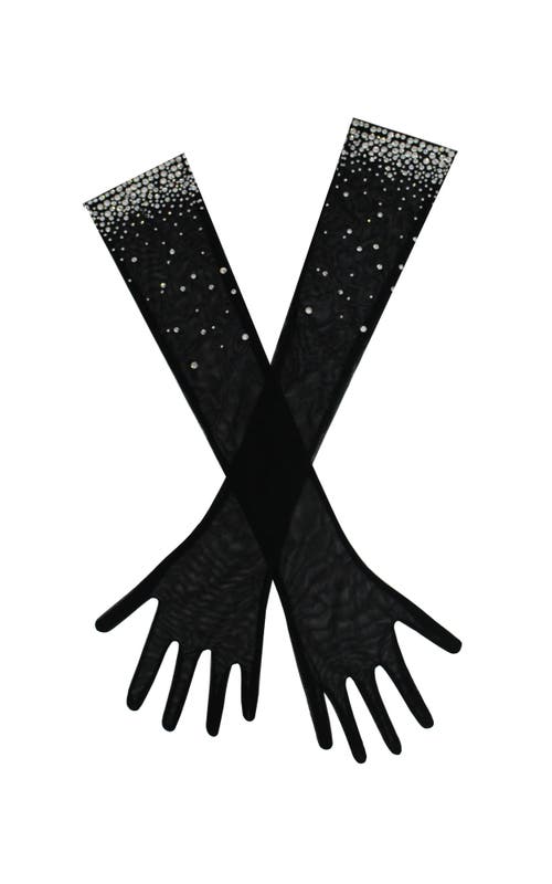 Miss Circle Izzy Crystal Opera-length Gloves In Black