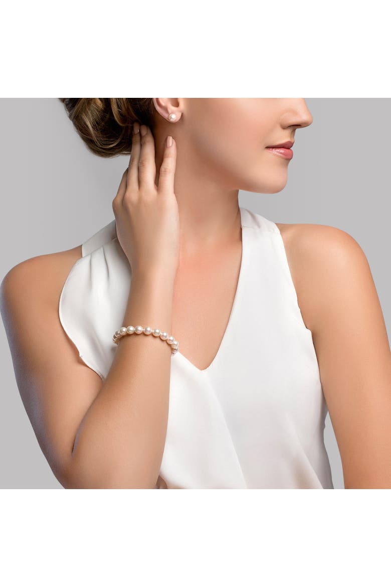 8.0-8.5mm Akoya White Pearl Bracelet, Alternate, color, Yellow Gold Clasp