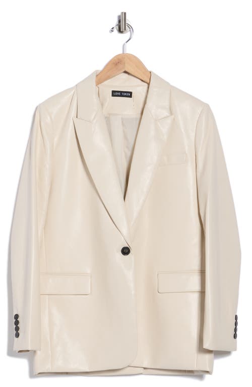 Love Token Alexa Faux Leather Blazer In White