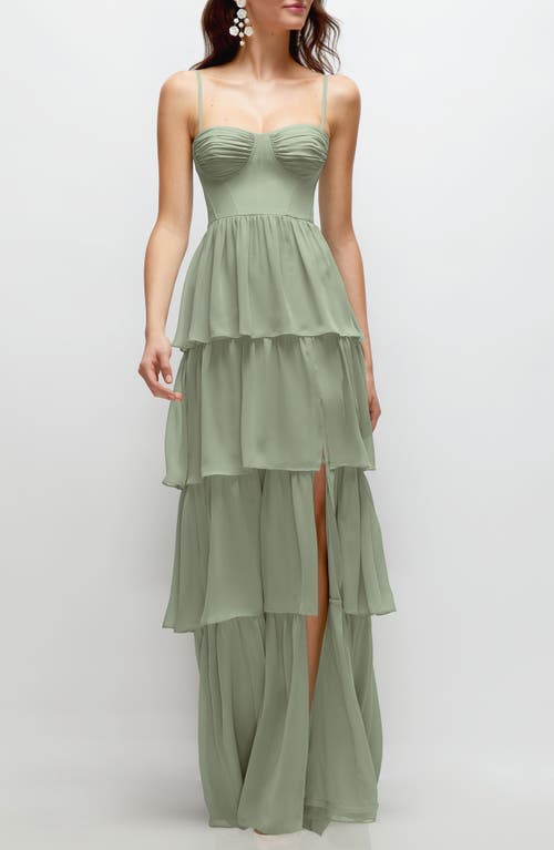 Dessy Collection Bustier Evening Gown In Sage