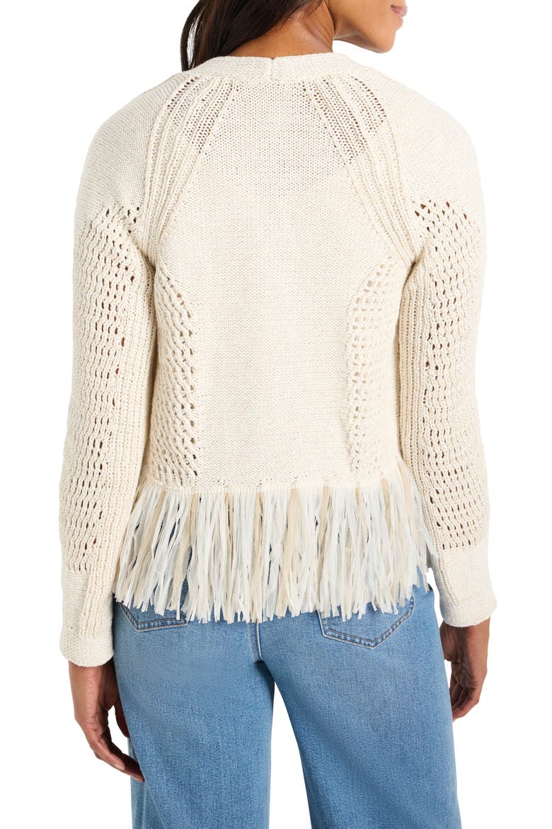 Fringe Trim Cardigan, Alternate, color, CANVAS