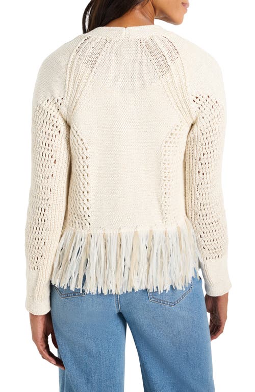 Nic + Zoe Tape Fringe Cardigan In Canvas