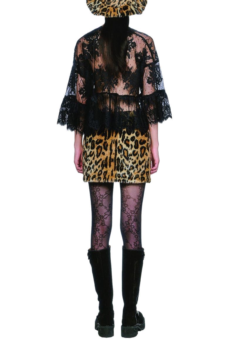 Anna Sui Victorian Lace V Neck Top, Alternate, color, Black