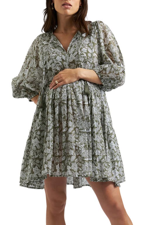 RIPE MATERNITY RIPE MATERNITY CALI LONG SLEEVE COTTON MATERNITY/NURSING DRESS