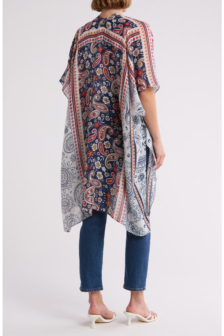 Print Ruana Wrap, Alternate, color, NAVY