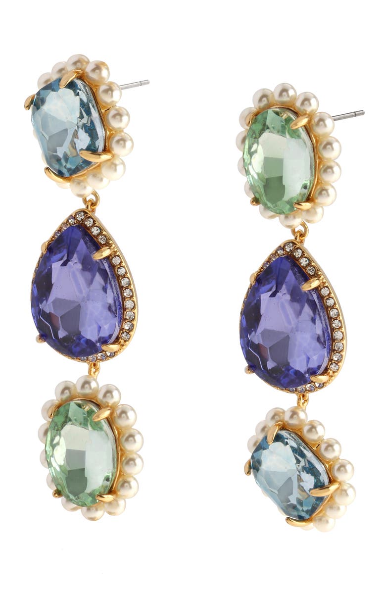 Kurt Geiger London Crystal 
Faux Pearl Drop Earrings, Alternate, color, Gold/ Multi