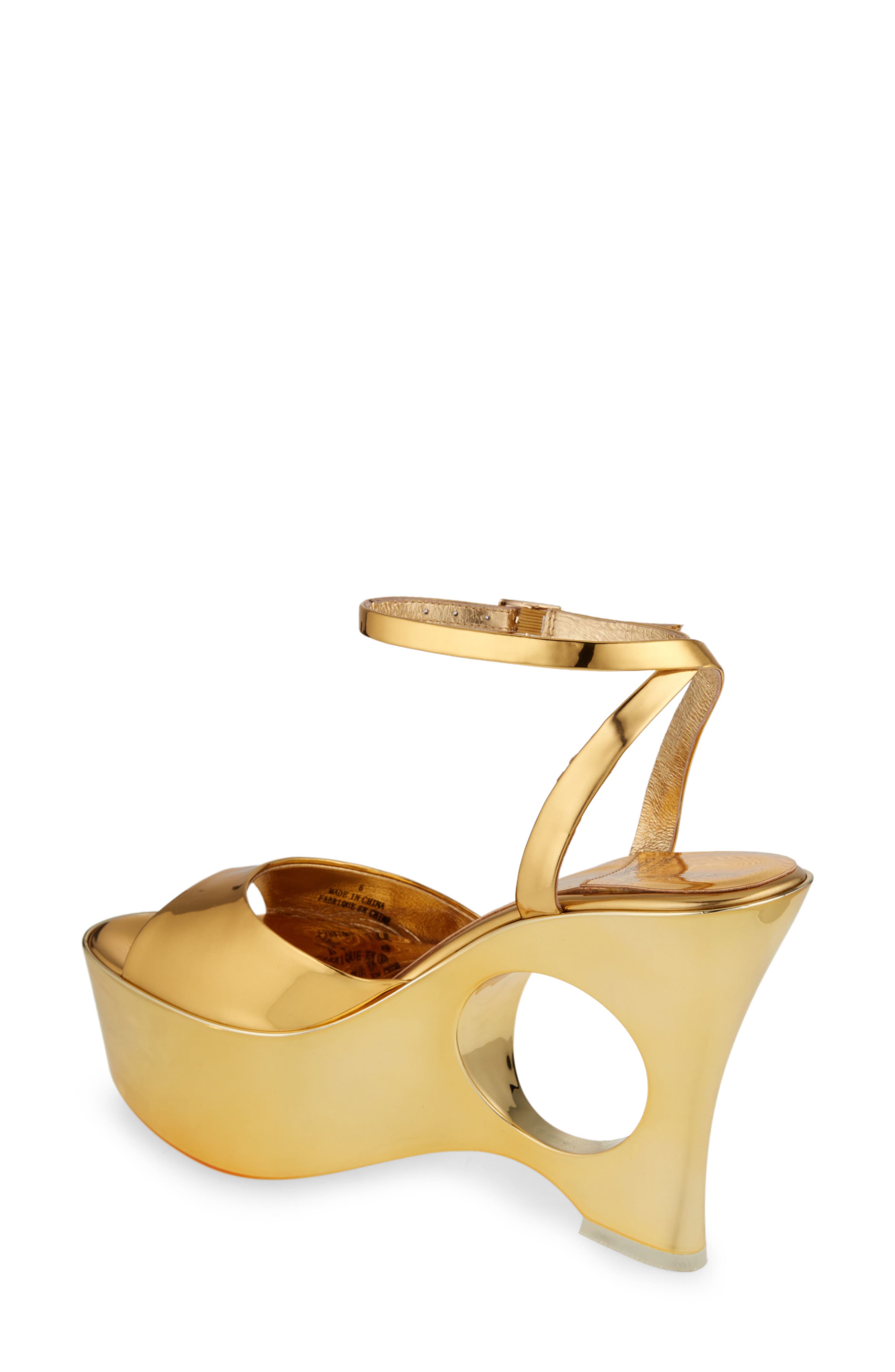 Dream On Platform Wedge Sandal, Alternate, color, GOLD PATENT