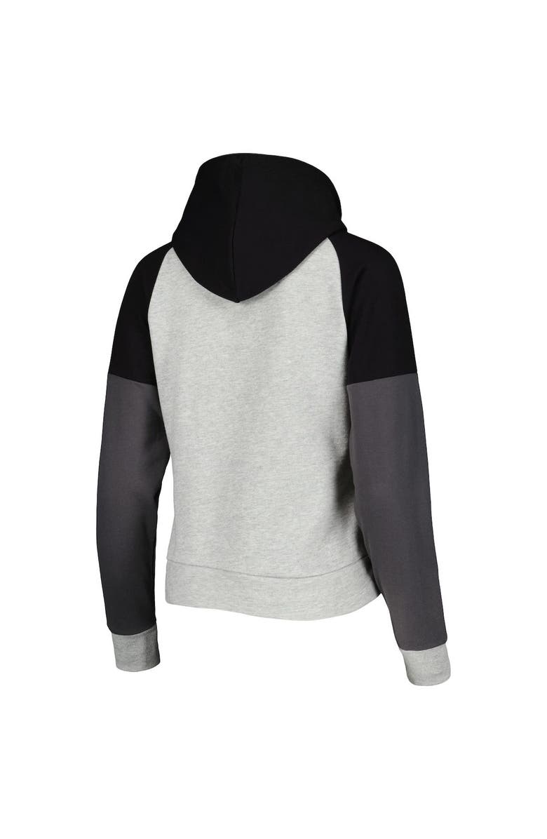 ANTIGUA Women's Antigua Heather Gray Las Vegas Raiders Lightweight Jackpot Raglan Half-Zip Pullover Hoodie, Alternate, color,