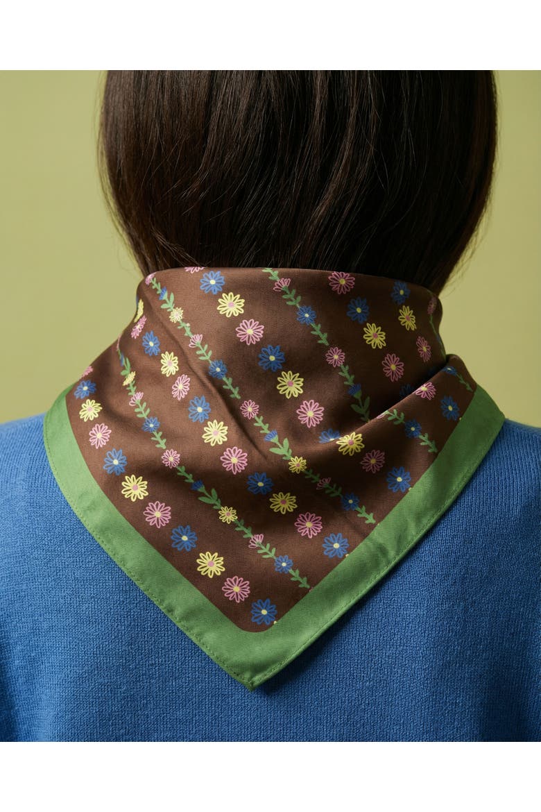 Mushroom Floral Cotton Silk Bandana, Alternate, color, Green