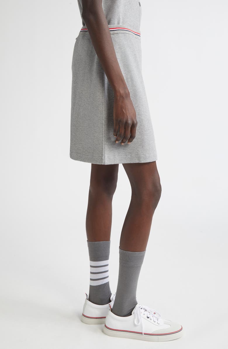 Thom Browne Waffle Knit Cotton Miniskirt, Alternate, color, Light Grey