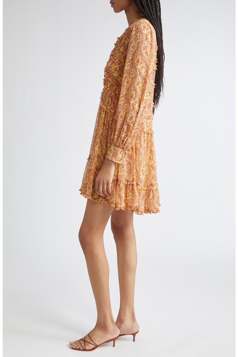 Rivie Charming Paisley Long Sleeve Minidress, Alternate, color, LEMON GRASS MULTI