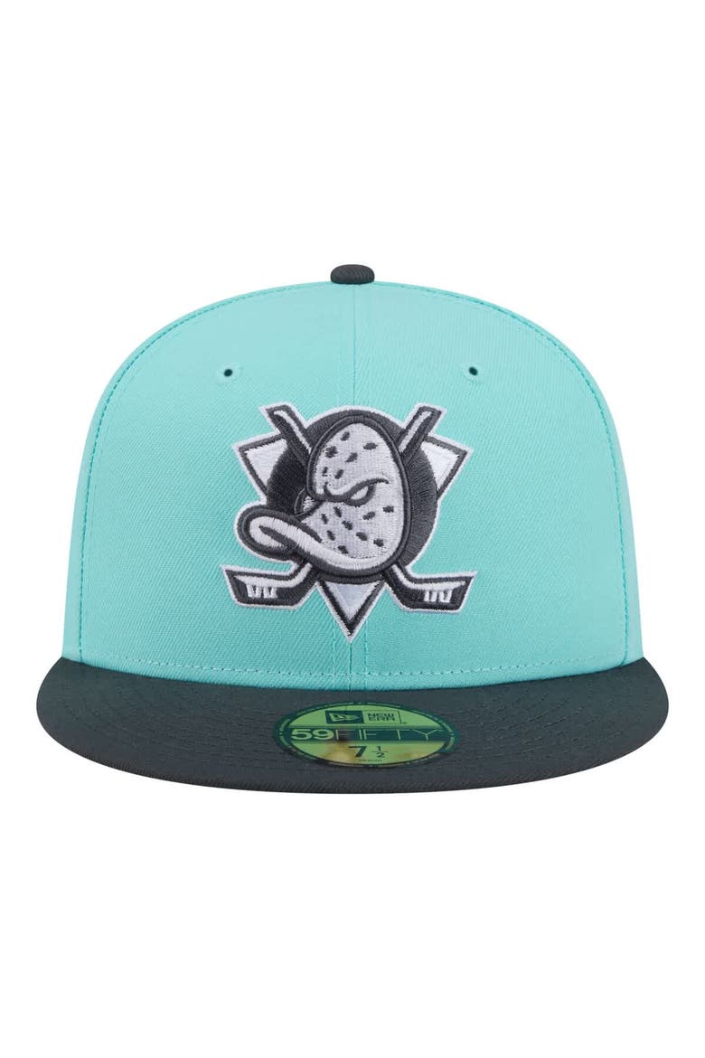 Men's New Era  Turquoise/Charcoal Anaheim Ducks Two-Tone Color Pack 59FIFTY Fitted Hat, Alternate, color, Turquoise