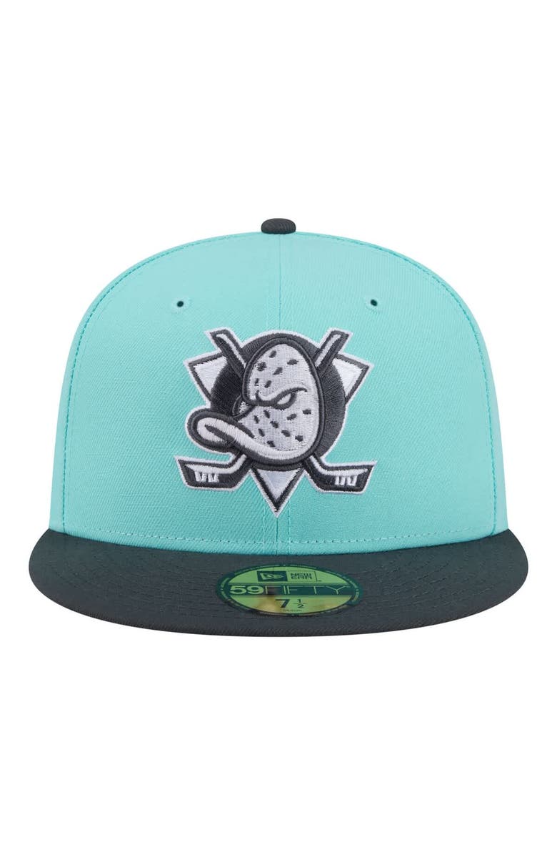 New Era Men's New Era Turquoise/Charcoal Anaheim Ducks Two-Tone Color Pack 59FIFTY Fitted Hat, Alternate, color, Turquoise
