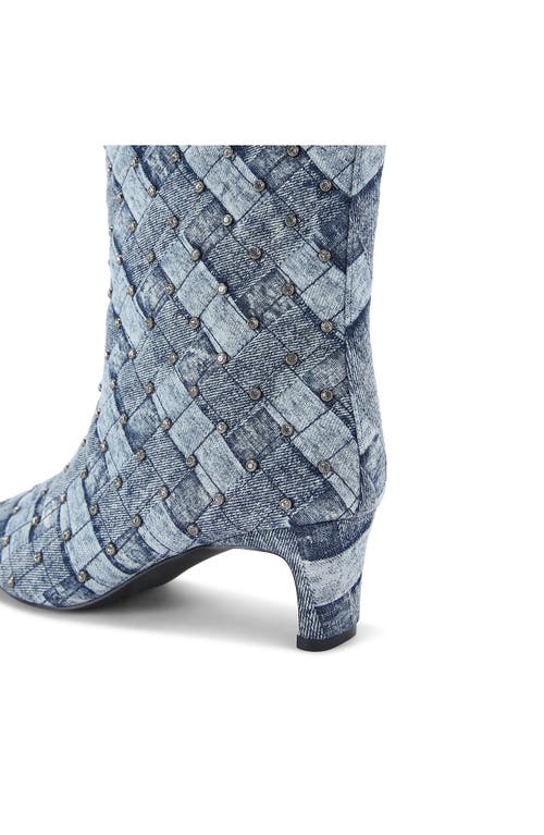 Kurt Geiger Denim Crystal-embellished Regent Boots In Navy