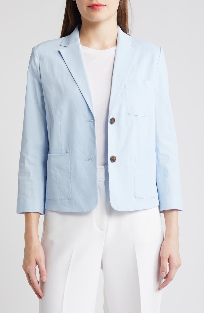 Theory Good Shrunken Linen Blend Blazer, Alternate, color, Skylight